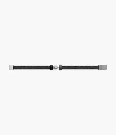 Machine Rondelles Black Leather Multi-Strand Bracelet