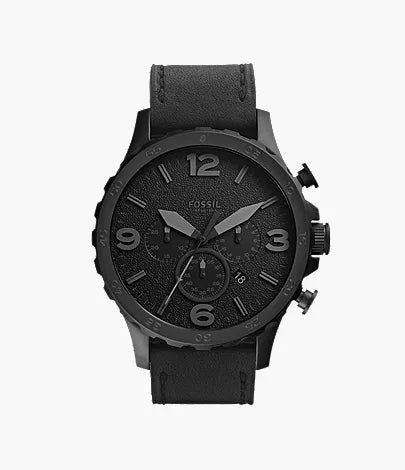 Nate 50mm Chronograph Black Leather Watch
