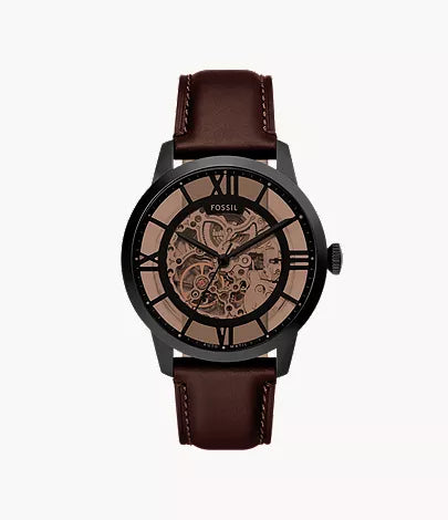 Townsman 44mm Automatic Dark Brown Leather Watch