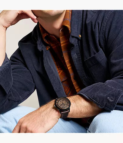 Townsman 44mm Automatic Dark Brown Leather Watch