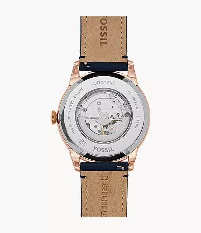 Townsman 44mm Automatic Navy Leather Watch