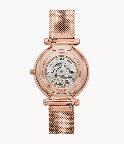 Carlie 35mm Automatic Rose Gold-Tone Stainless Steel Mesh Watch