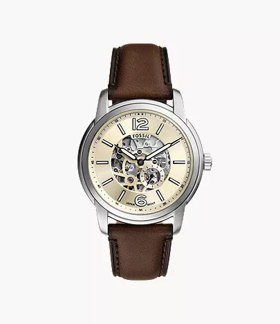 Fossil Heritage 43mm Automatic Brown Leather Watch Q2