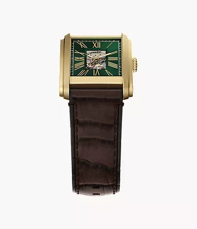 Carraway 30mm Automatic Brown Croco Leather Watch