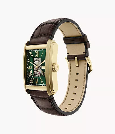 Carraway 30mm Automatic Brown Croco Leather Watch