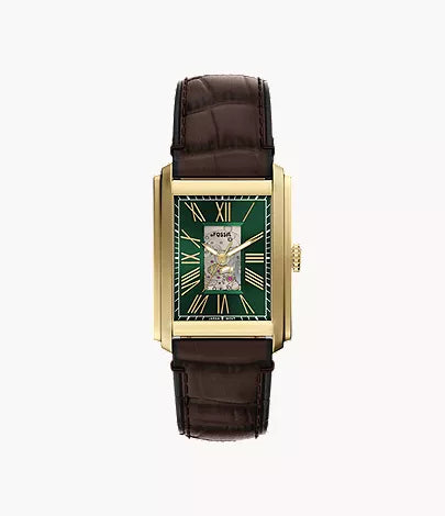 Carraway 30mm Automatic Brown Croco Leather Watch