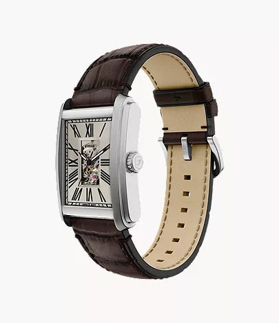 Carraway 30mm Automatic Brown Croco Leather Watch