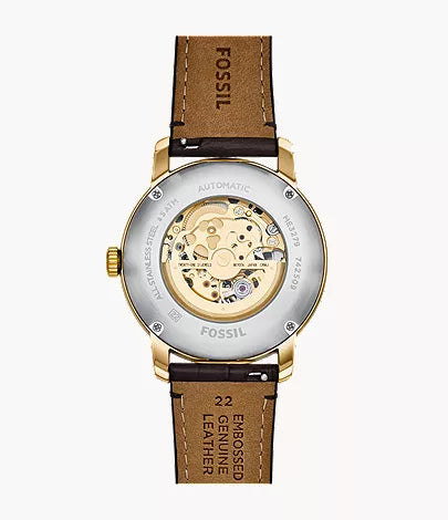 Fossil Heritage 44mm Automatic Brown Croco Leather Watch