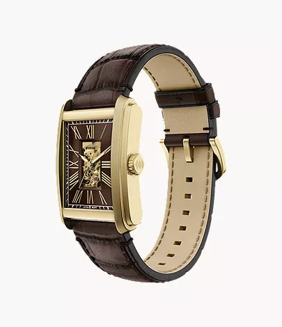 Carraway 30mm Automatic Brown Croco Leather Watch