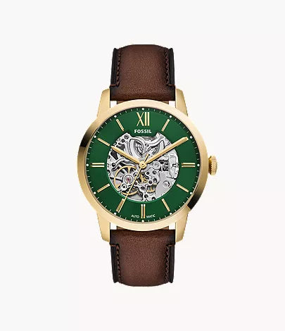 Townsman 44mm Automatic Dark Brown Leather Watch S9