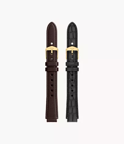 12mm Black And Brown Leather Raquel Strap Set