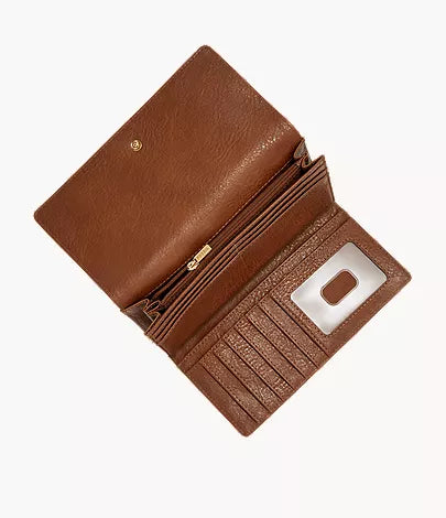 Logan Leather RFID Flap Clutch Wallet